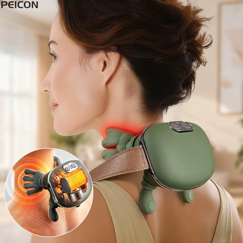 Neck Massager Electric Muscle Massager Heating Cervical Neck Massager Neck Pain Relief Portable Neck Shoulder Massage Machine